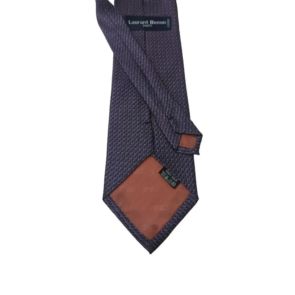 Laurant Benon Paris Silk Tie - Men Purple Black Classic Necktie 59